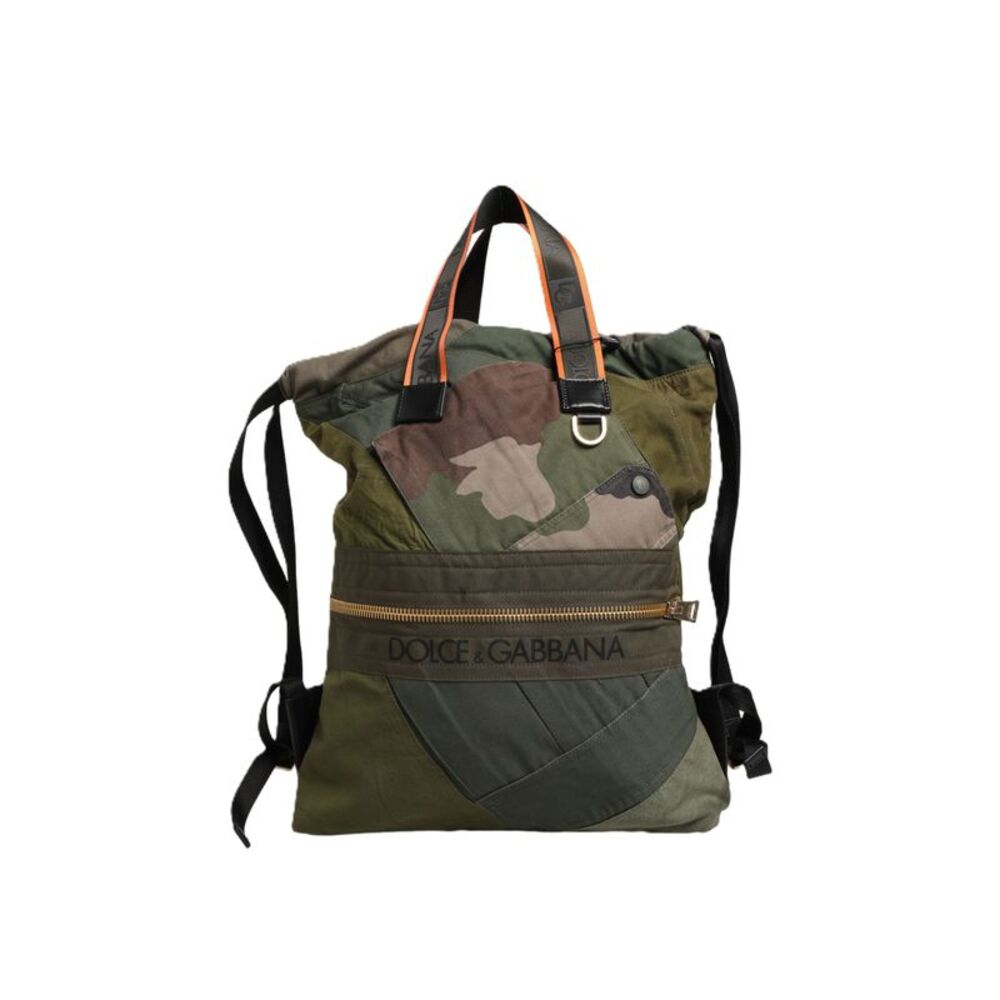 Dolce & Gabbana Military Green Patchwork Rucksack Backpack Borse Men Men's Bag